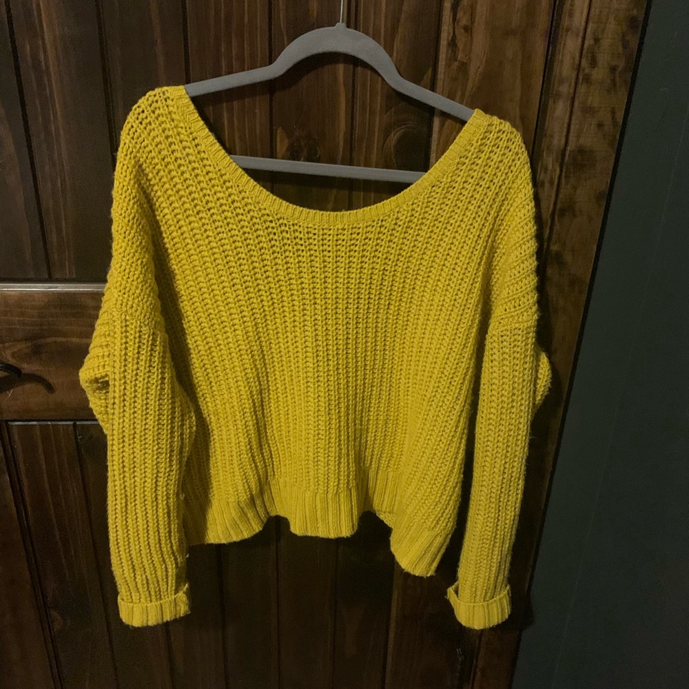 Mustard twist back sweater